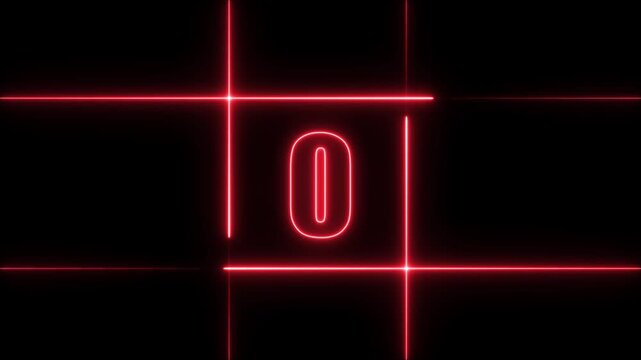 5 to 0 second modern digital countdown timer neon light style on black background, 5 seconds simple countdown timer. 5 second technology digital neon led light game timer animation
