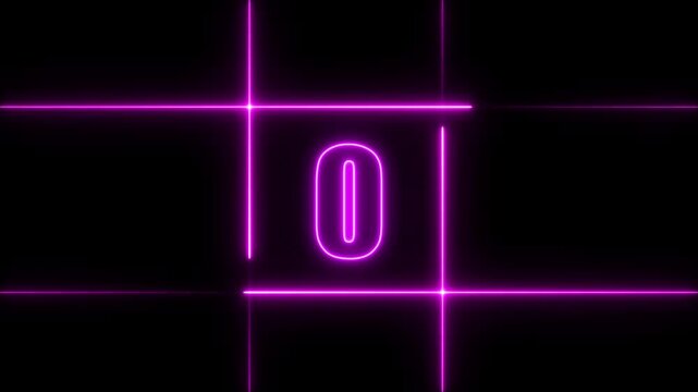 5 to 0 second modern digital countdown timer neon light style on black background, 5 seconds simple countdown timer. 5 second technology digital neon led light game timer animation