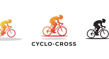 Fototapeta premium Cyclocross Cyclist Silhouette in Action with Colorful Gradient Design.