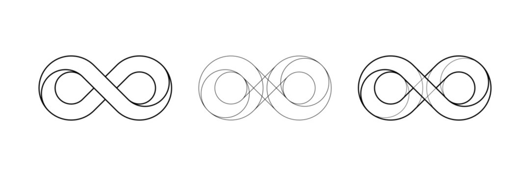 Infinity mobius strip sign in the style of technical drawing, line editable stroke isolated. Vector
