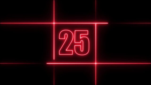 30 to 0 second modern digital countdown timer neon light style on black background, 30 seconds simple countdown timer. 30 second technology digital neon led light game timer animation