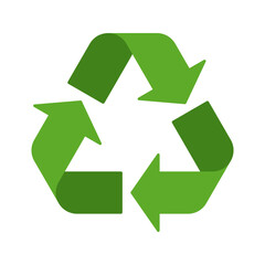 Obraz premium Recycle green flat symbol, triangle triple arrow for waste sorting. Vector