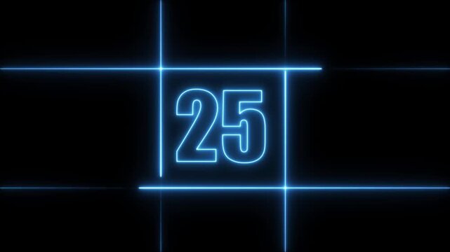 30 to 0 second modern digital countdown timer neon light style on black background, 30 seconds simple countdown timer. 30 second technology digital neon led light game timer animation