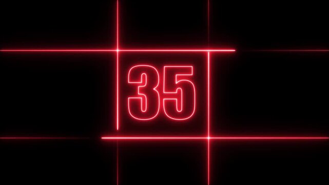 40 to 0 second modern digital countdown timer neon light style on black background, 40 seconds simple countdown timer. 40 second technology digital neon led light game timer animation