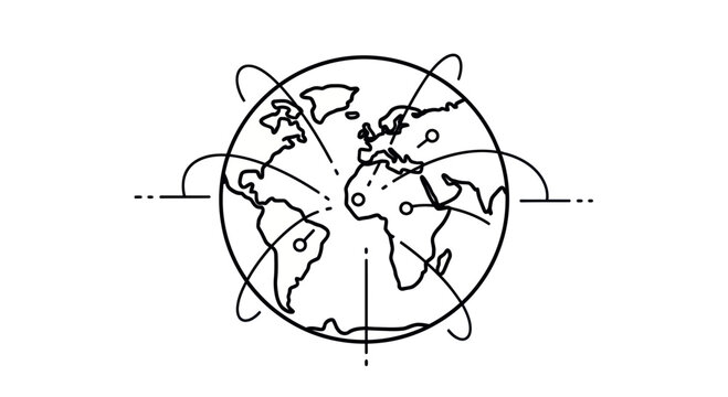 Global World Map Vector Illustration, Geography, Navigation, Compass