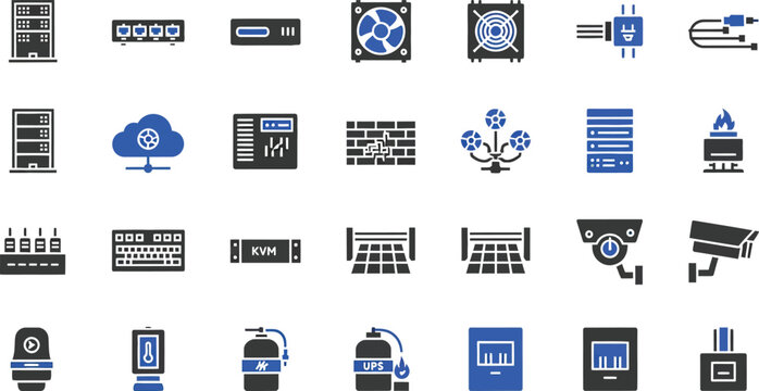 Comprehensive collection of modern technology and security icons Vector
