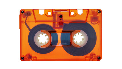 Orange Vintage Audio Cassette Tape with Reels and Spindles © Isolde