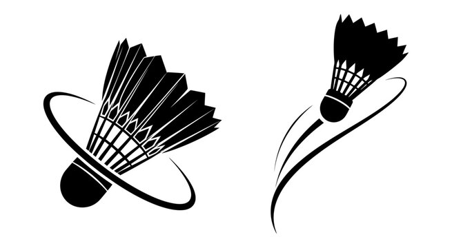 Badminton Shuttlecock and Racket Dynamic Vector Icons