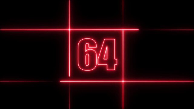 70 to 0 second modern digital countdown timer neon light style on black background, 70 seconds simple countdown timer. 70 second technology digital neon led light game timer animation