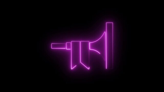 Glowing neon line Musical instrument trumpet icon isolated on black background. 4K Video motion graphic animation