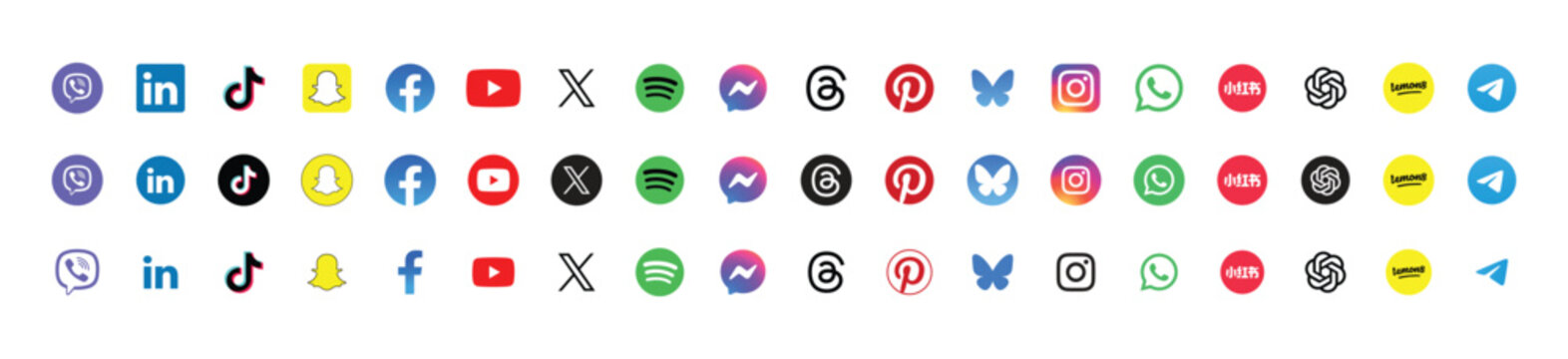 popular social media logos vector icon set of for editorial use	
