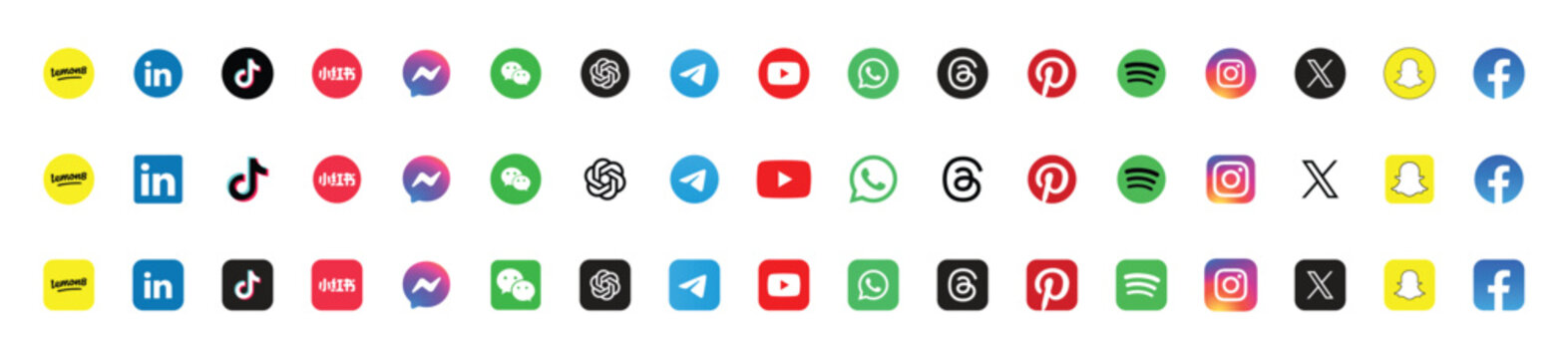 popular social media logos vector icon set of for editorial use	
