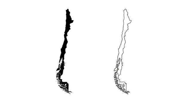Chile Map Silhouette and Outline Vector Illustration