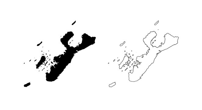 Guam Island Map Silhouette and Outline Vector Illustration