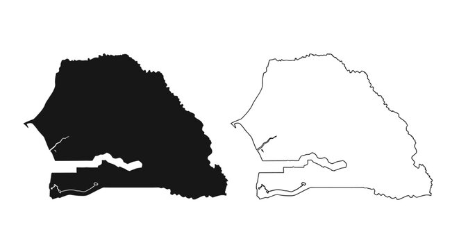 Senegal Map Silhouette and Outline Vector Illustration