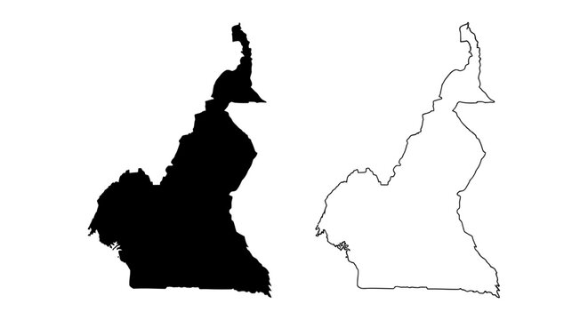 Cameroon Country Map Silhouette and Outline Vector Illustration