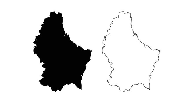 Luxembourg Country Map Silhouette and Outline