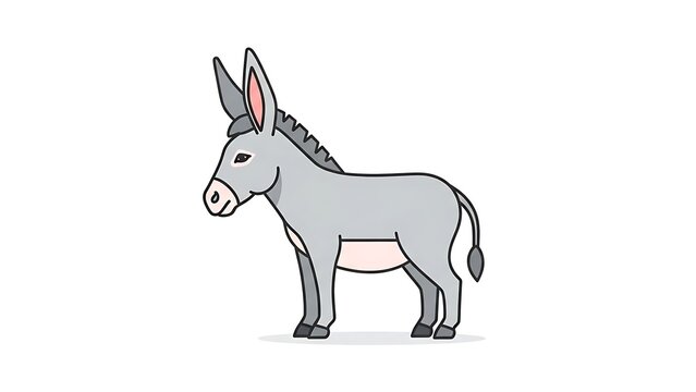 Simple Cartoon Donkey Illustration.