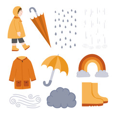 Obraz premium flat design rain elements vector illustration set