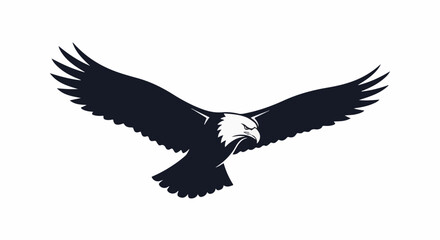 Naklejka premium A dark silhouette of an eagle with wings spread wide, in mid-flight