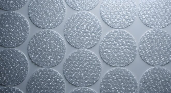Circular protective bubble wrap padding in a repetitive pattern