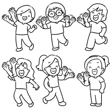 vector set of people bye bye