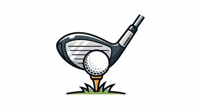 A golf club poised to strike a ball on a tee, with grass below