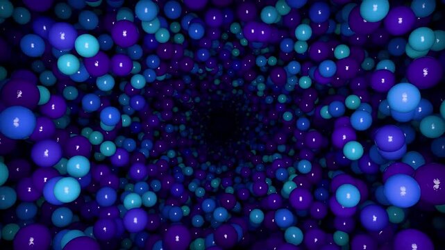 A bright blue abstract design features glowing bubbles and purple light particles sparkling against a dark night background with colorful vector patterns for a festive holiday wallpaper illustration