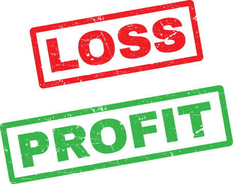 Profit and loss stamps in green and red