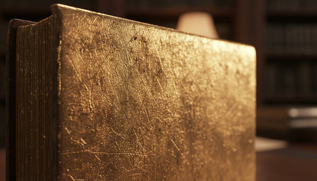 Antique book fore edge texture covered in worn gold leaf