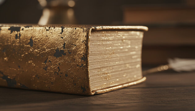 Antique book fore edge texture covered in worn gold leaf