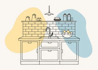 Naklejka premium Modern Kitchen Illustration