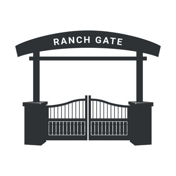Ranch gate icon in vector format for use in design projects or illustrations related to rural and agricultural themes