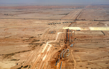 Aerial view of pipeline construction in the desert near Riyadh in Saudi Arabia © Leonid Andronov