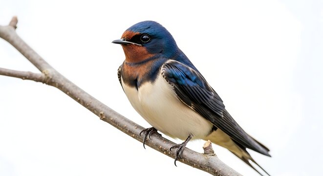 Barn Swallow Perched on Branch Alone.