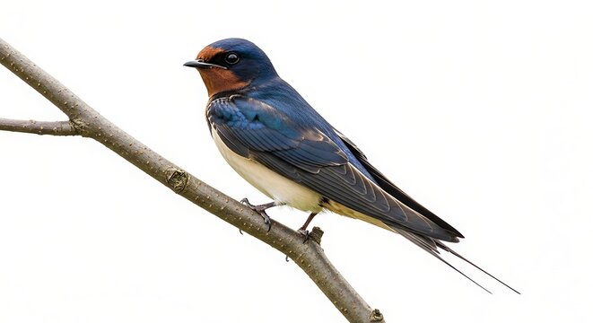 Barn Swallow Bird Perched on Branch.