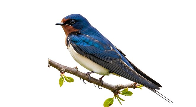 Barn Swallow Perched on Branch Isolated.