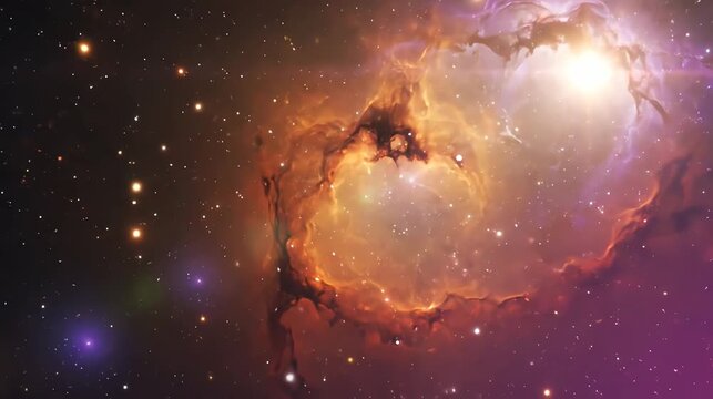 Cosmic cloud nebula in deep space with bright star clusters