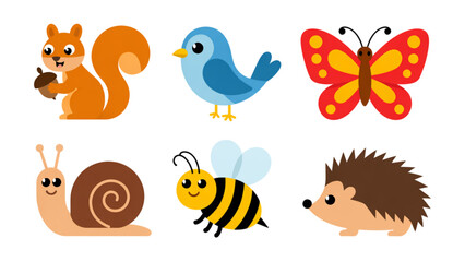 Obraz premium Colorful cartoon insects and animals in a playful arrangement
