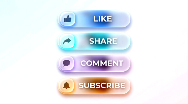 Social Media Buttons Like Share Comment Subscribe Gradient Pastel Call to Action