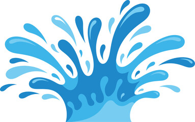 Obraz premium Dynamic water splash fountain flat vector splash day white background