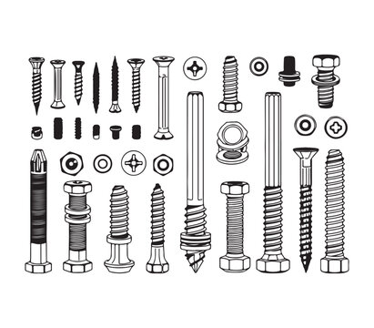 vector illustration of a set of metal parts