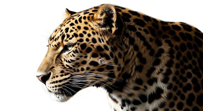 Close-up of leopards face profile.