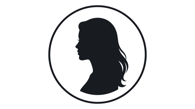 Woman Silhouette Circle Avatar Female Profile Portrait Round Icon Illustration ,silhouettes suitable for user profiles and professional applications