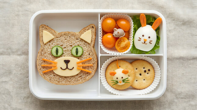Halloween food, Funny cat and bunny rabbit shaped bread