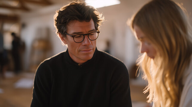 Founder on knees beside a focus group participant assembling a product prototype, extreme customer empathy, startup usability testing, user-centered design, entrepreneur listening session, product d