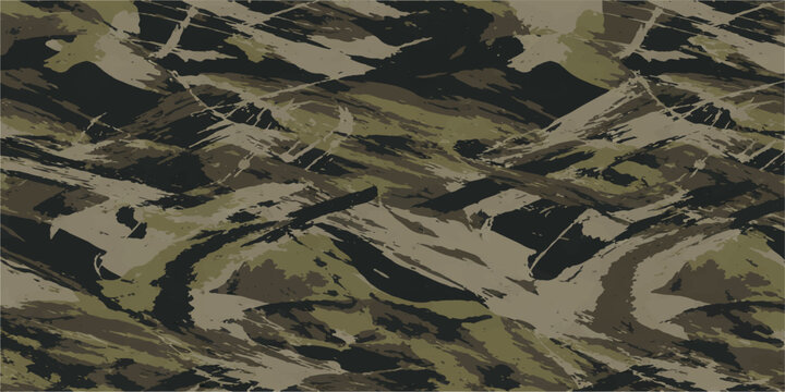 A seamless military camouflage pattern wallpaper featuring a green nature landscape design with aerial view textures of army camo fields and land