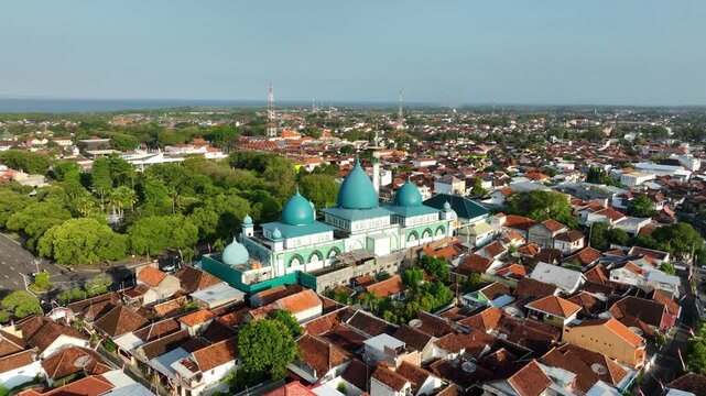 Aerial view of Baiturrahman Mosque in Banyuwangi, East Java, Indonesia