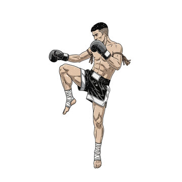 Muay Thai Fighter Performing Knee Strike