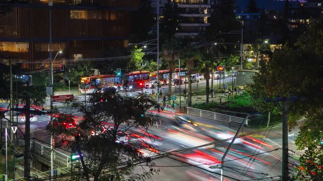 Chile Las Condes High Traffic dawn morning time lapse winter autumn
